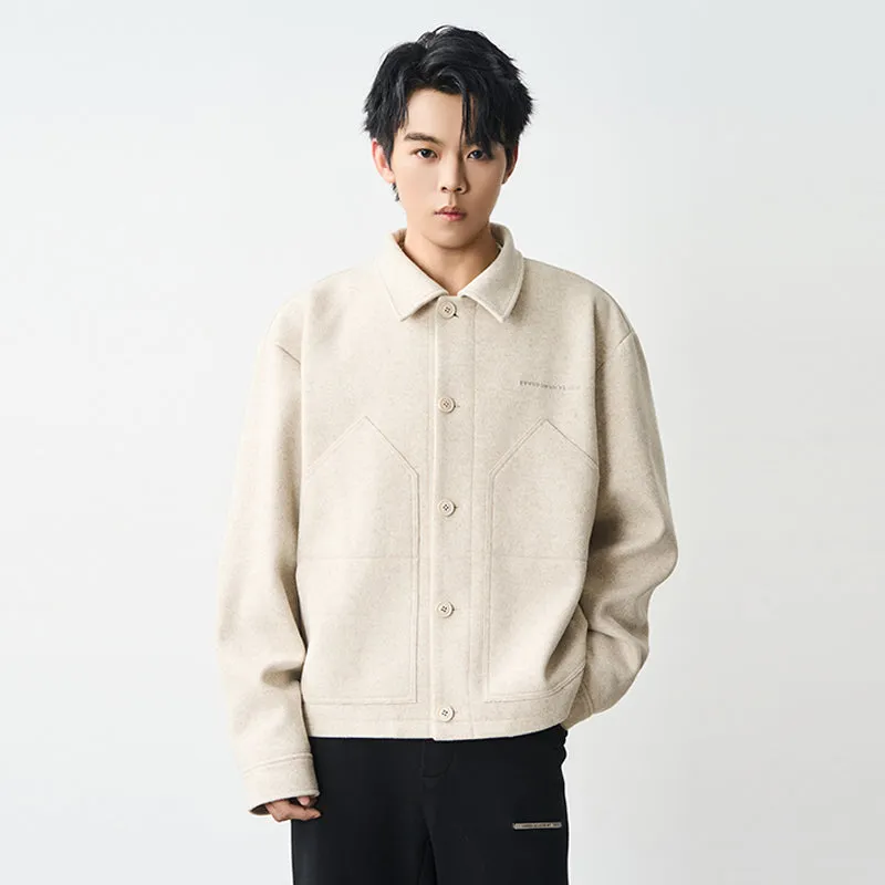 Stitched Pocket Woolen Shirt Jacket