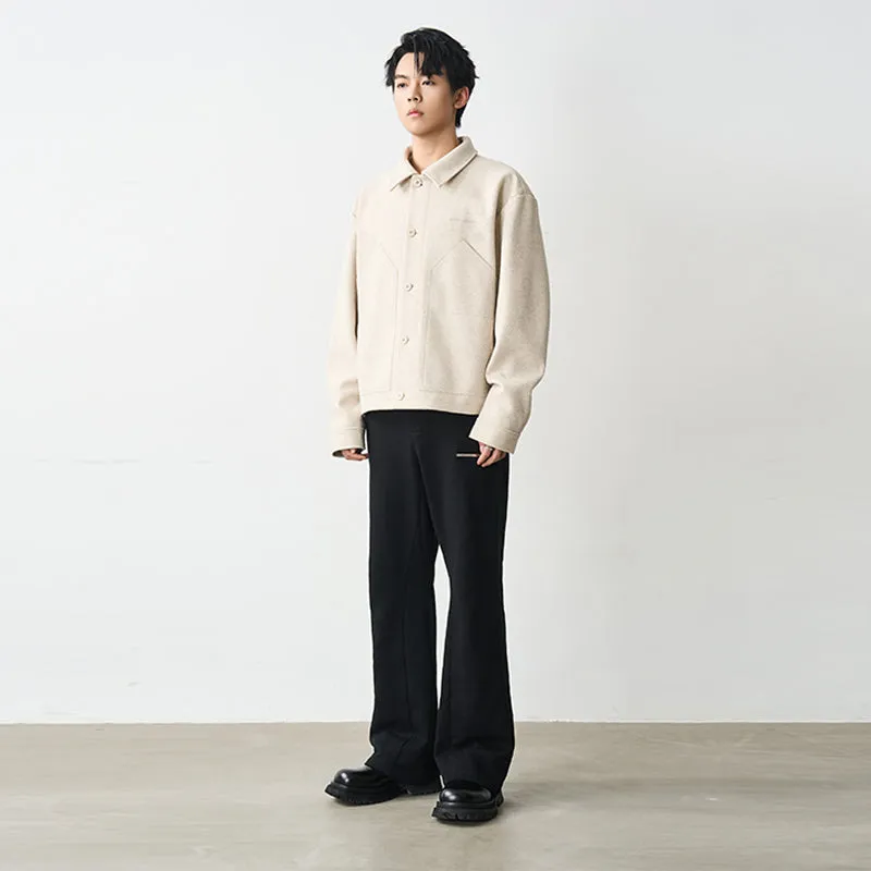 Stitched Pocket Woolen Shirt Jacket