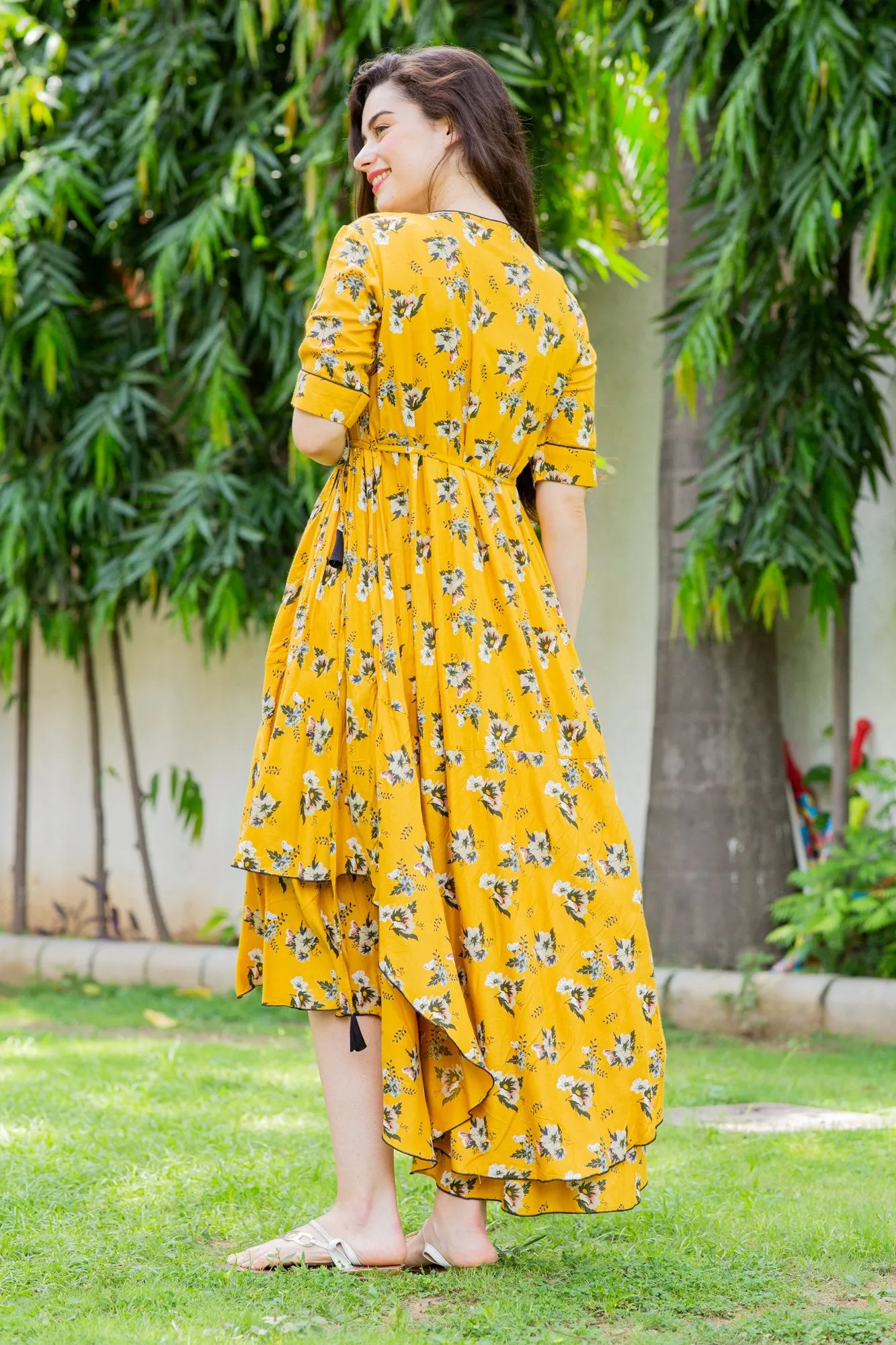 Sunny Pattern Maternity & Nursing Flair Dress