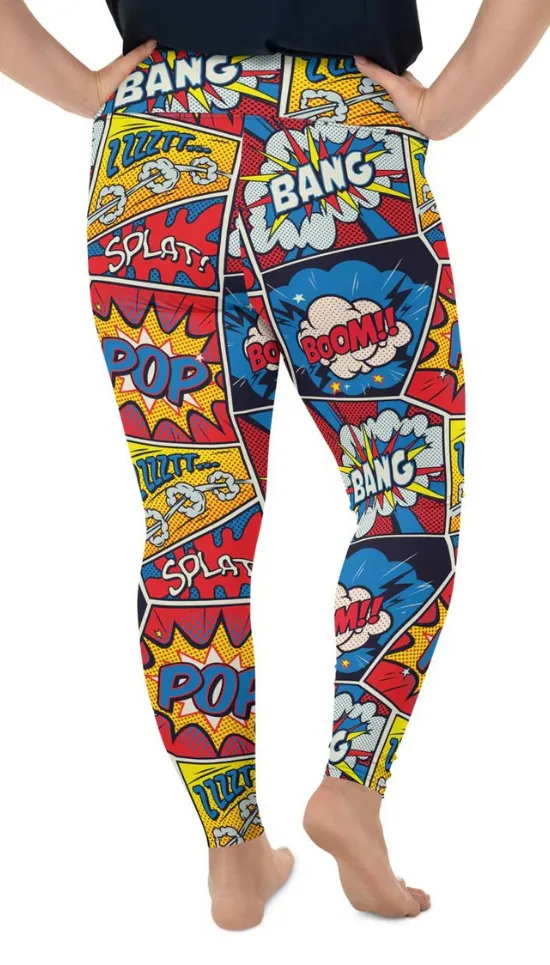 Superhero Comics Plus Size Leggings