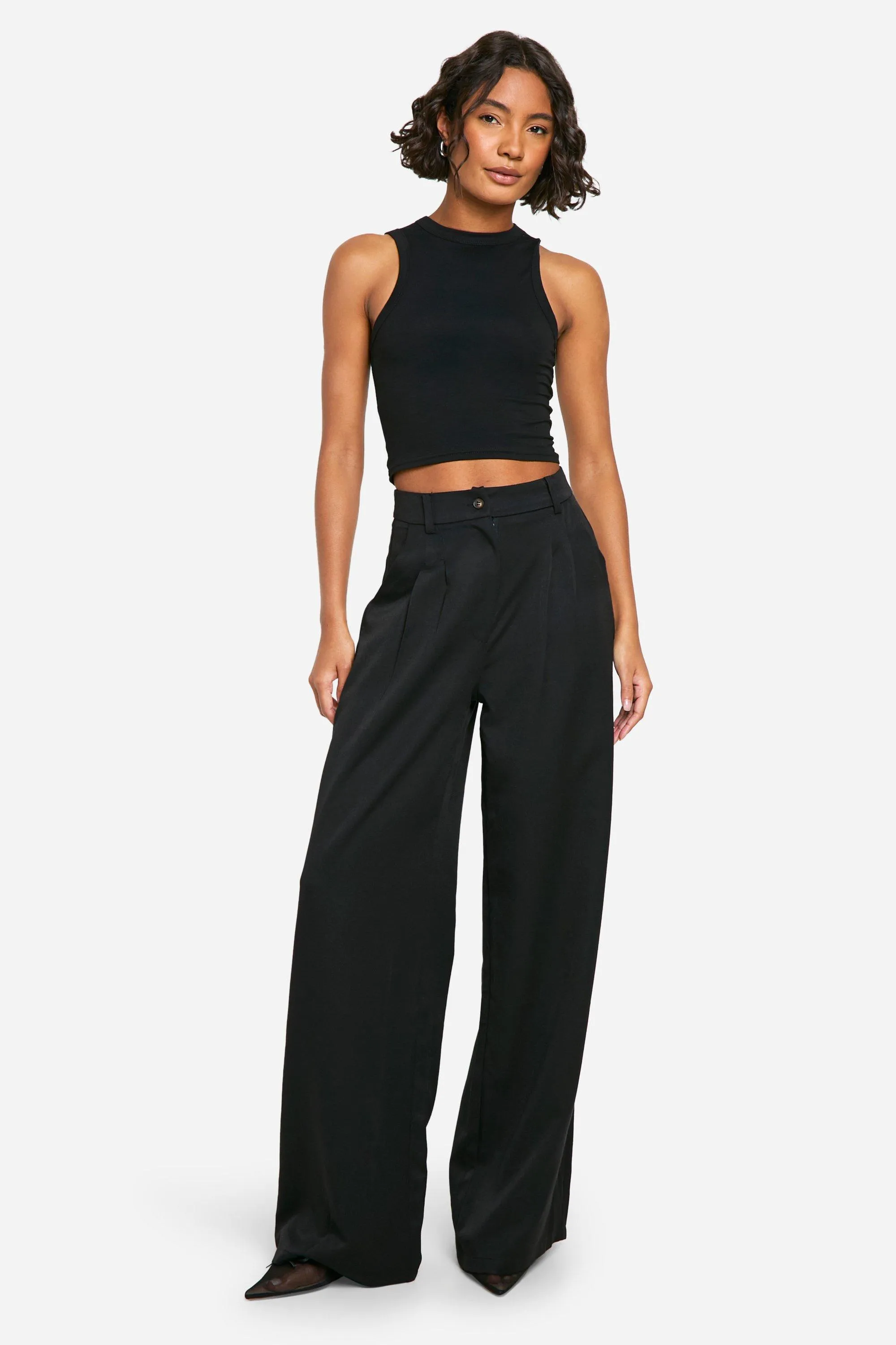 Tall Pleat Detail Extreme Wide Leg Trousers