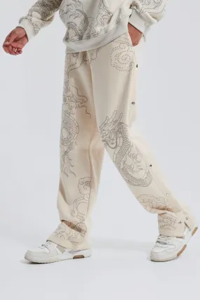 Tall Relaxed Side Popper Dragon Print Joggers