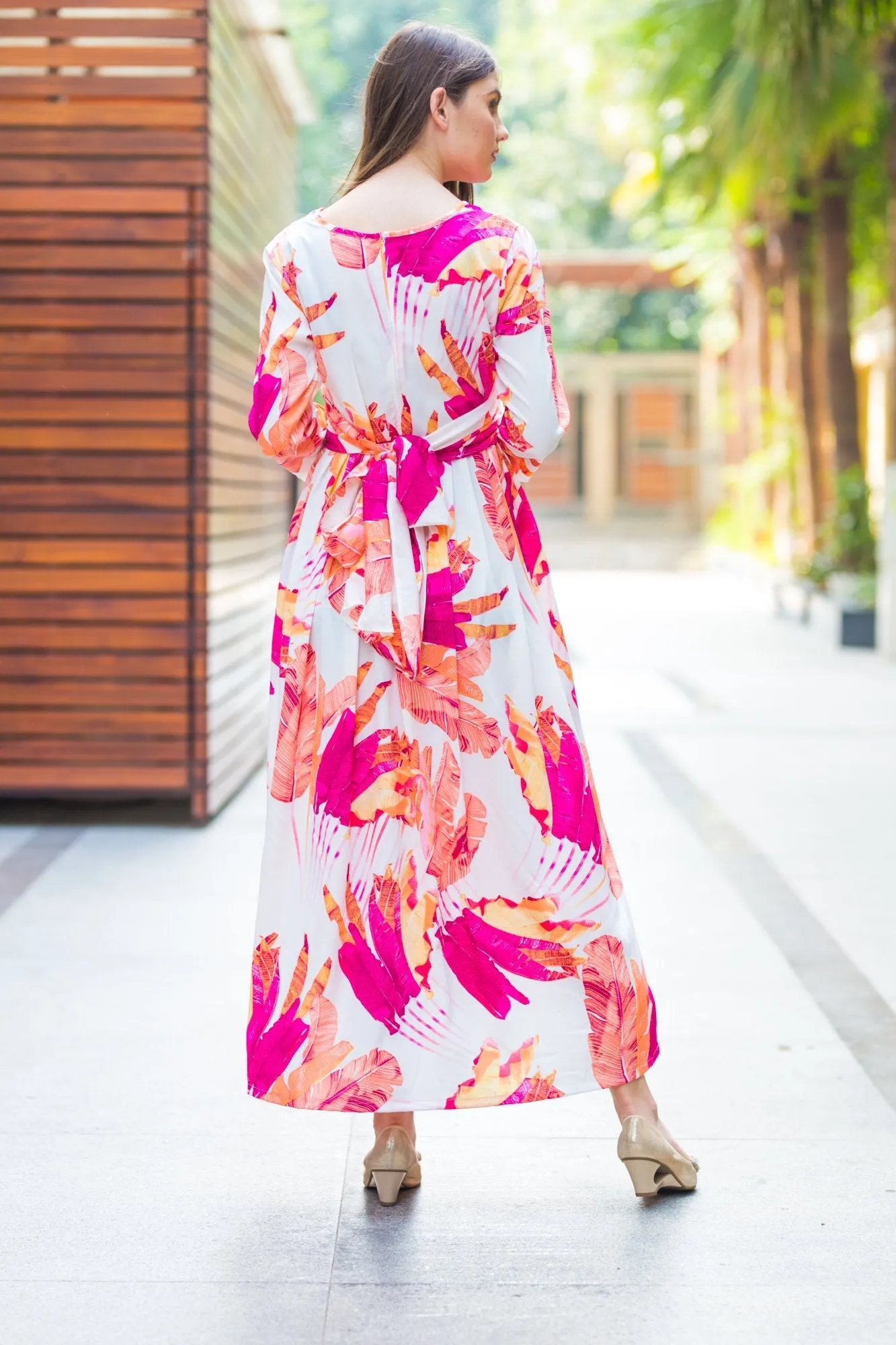 Tangy Floral Knot Maternity Midi Dress