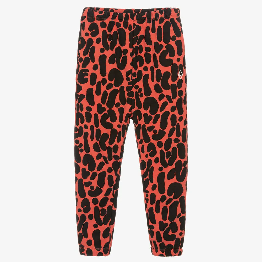 Teen Girls Red & Black Abstract Cotton Joggers