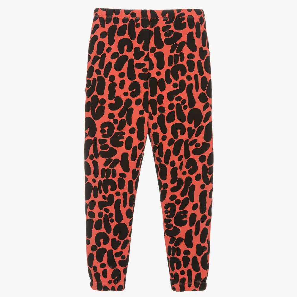 Teen Girls Red & Black Abstract Cotton Joggers