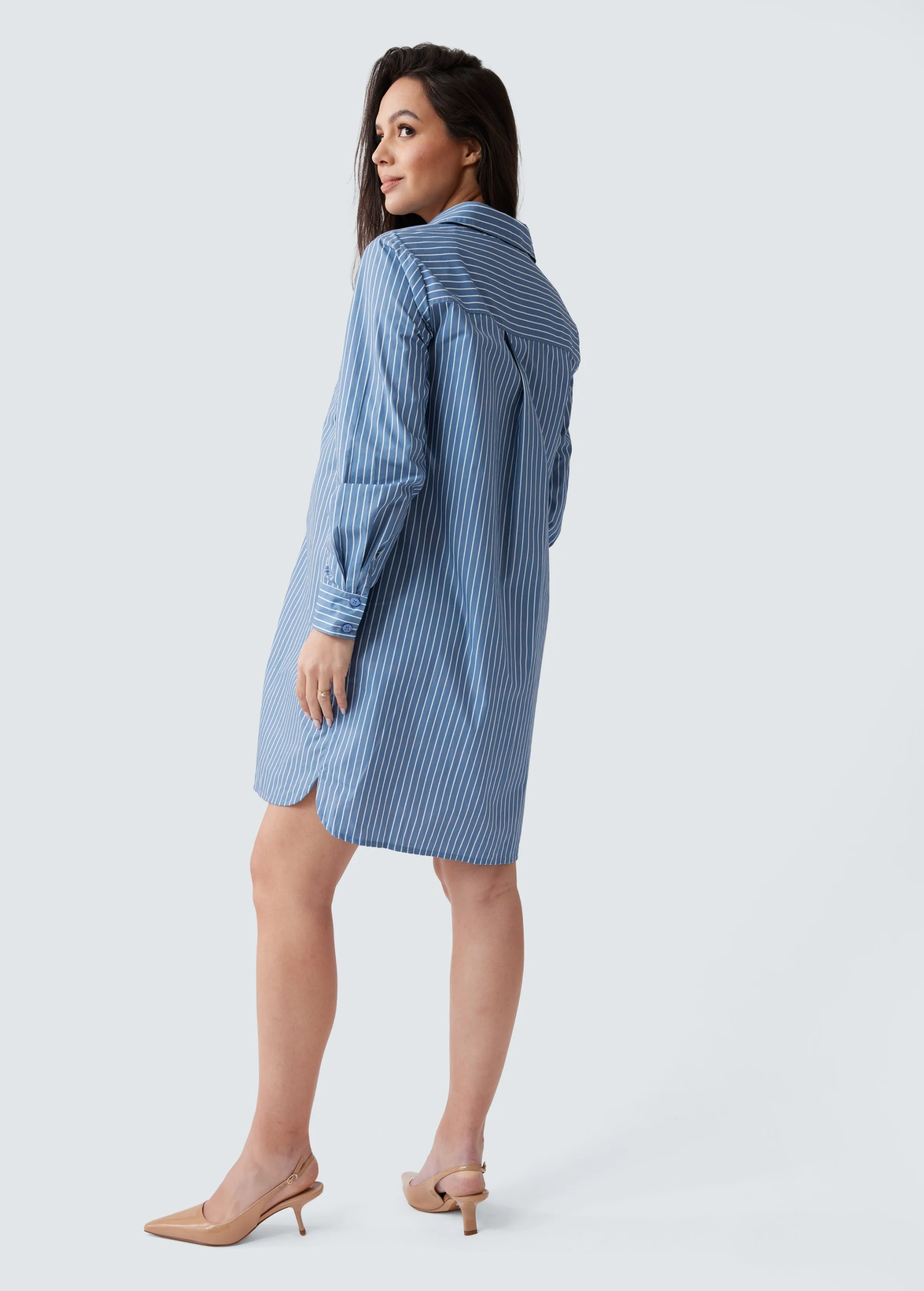 The Dad Maternity Poplin Shirt Dress