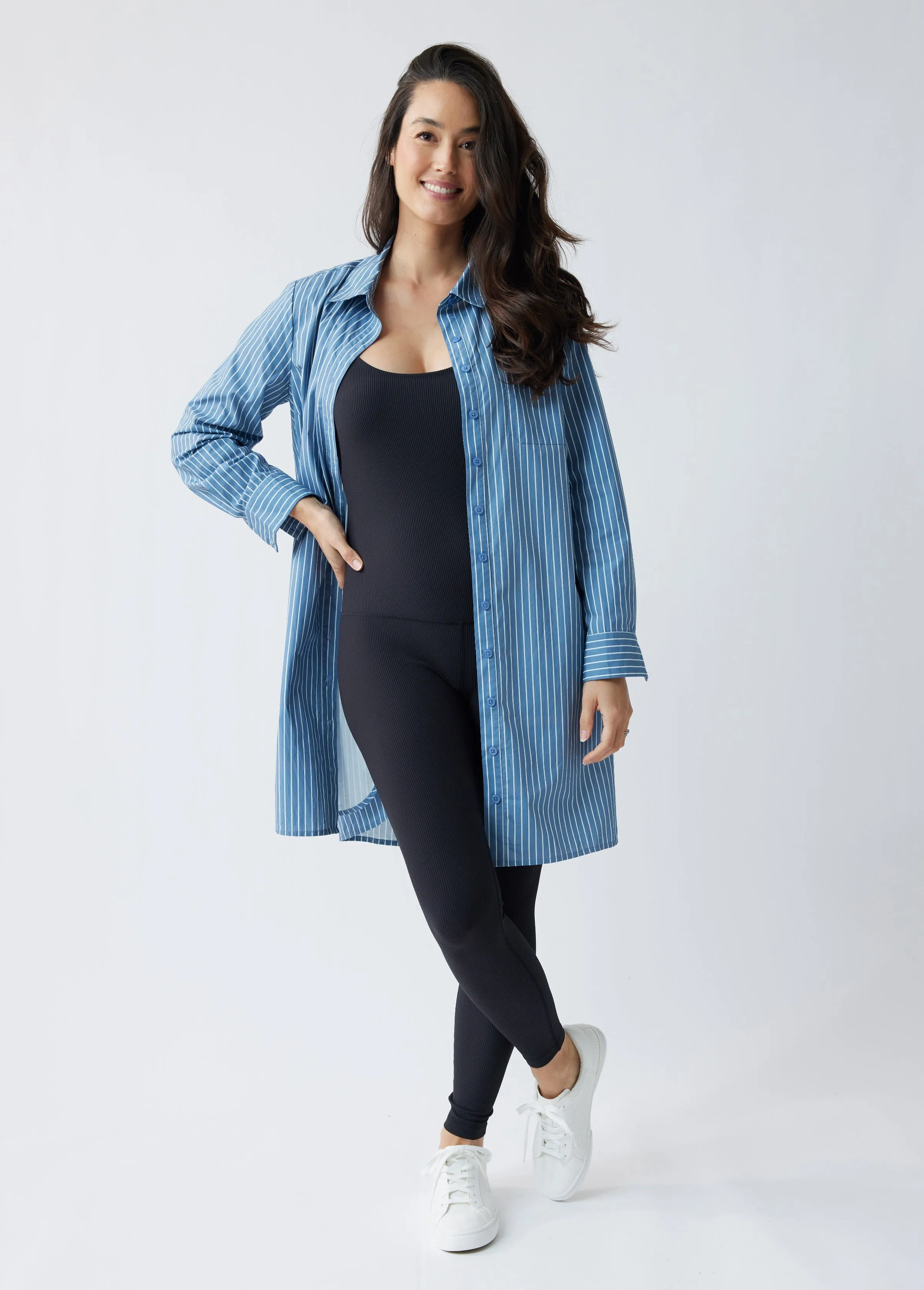 The Dad Maternity Poplin Shirt Dress