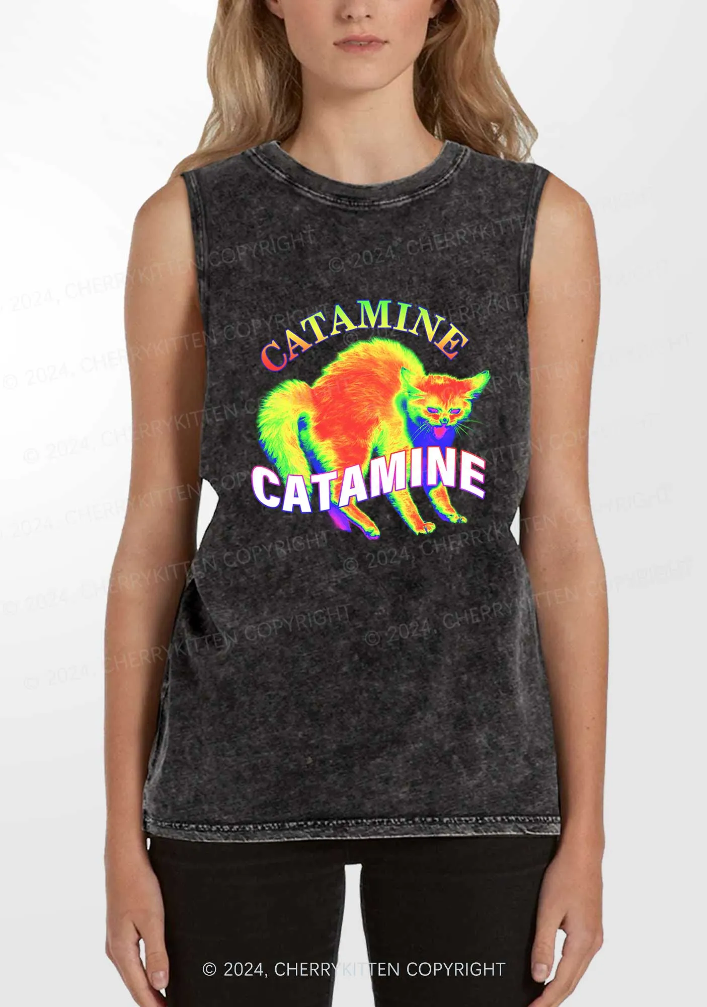 Thermal Cat Y2K Washed Tank Cherrykitten