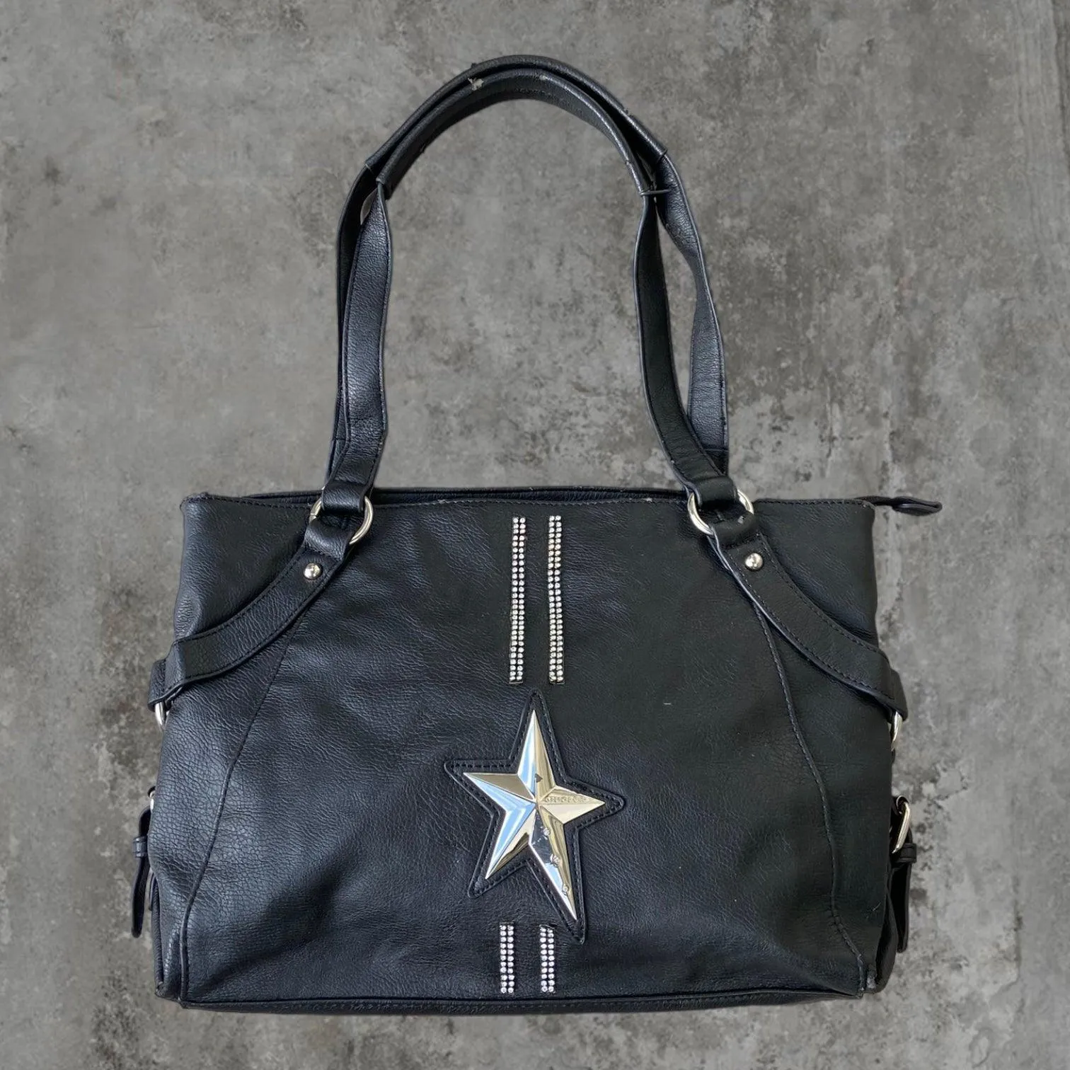 THIERRY MUGLER LEATHER AND CHROME STAR SHOULDER BAG