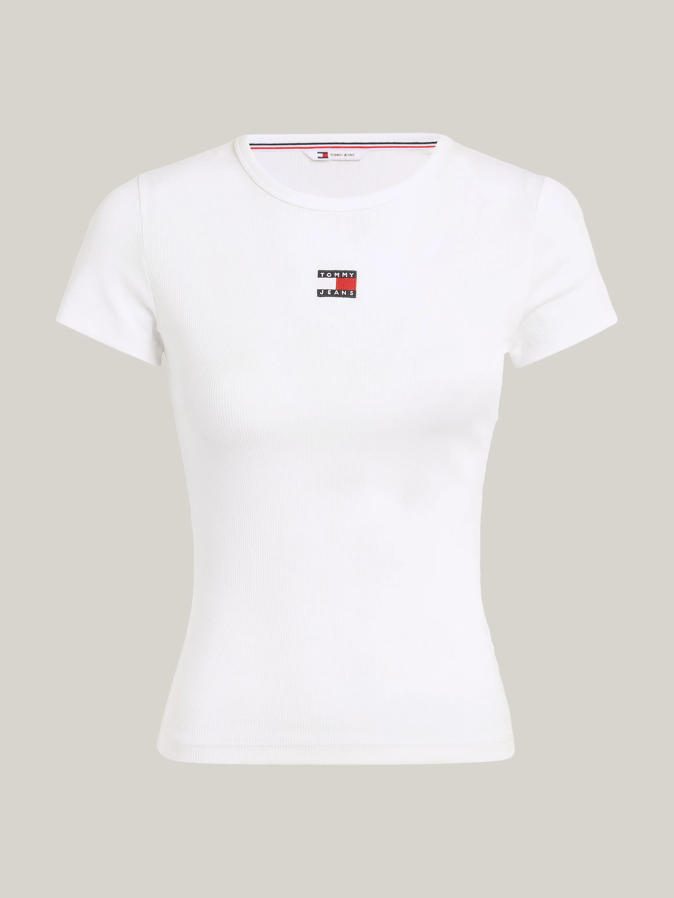 Tommy Badge Ribbed Slim T-Shirt | T-Shirts | Tommy Jeans