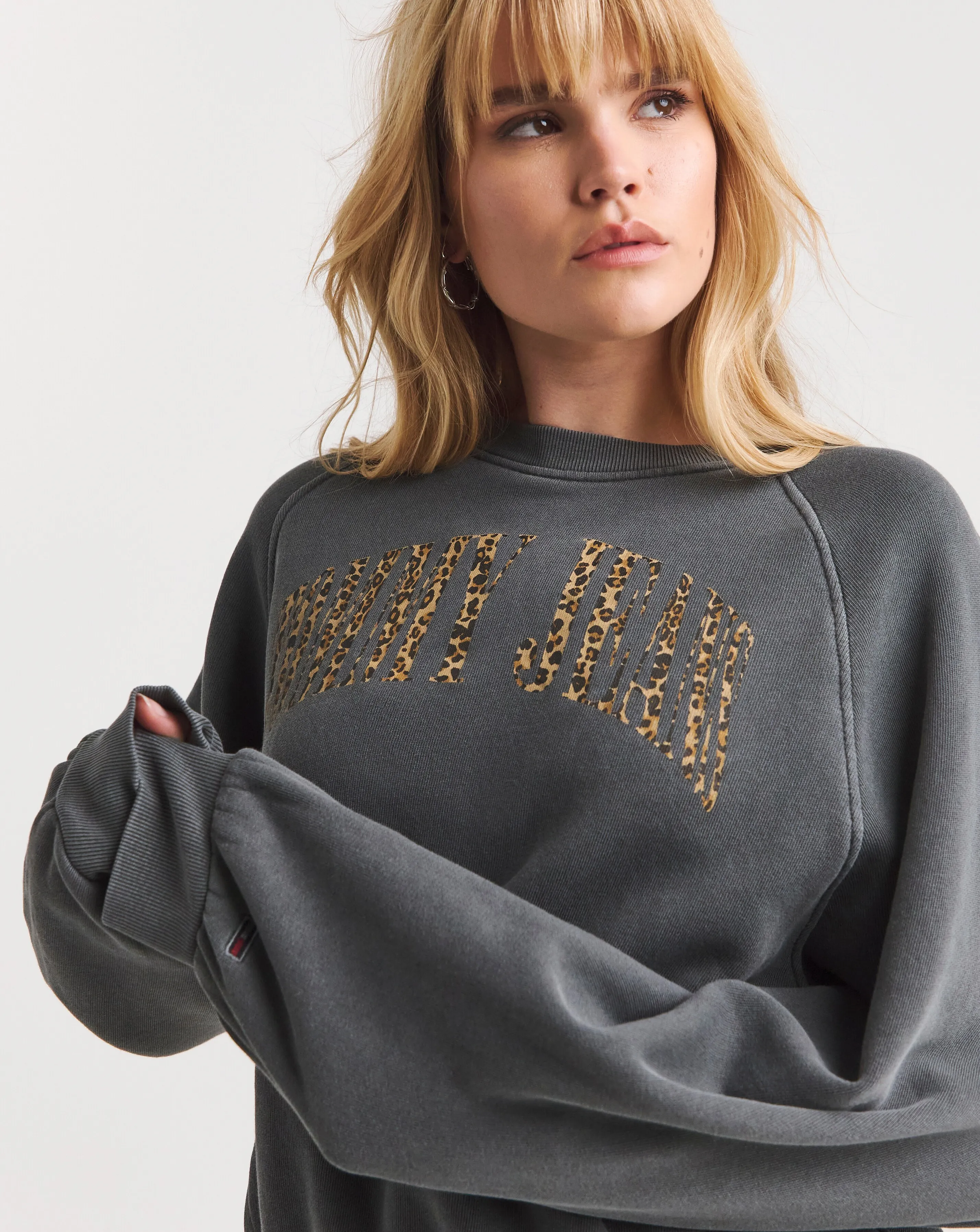 Tommy Jeans Leopard Crewneck Sweatshirt | Simply Be