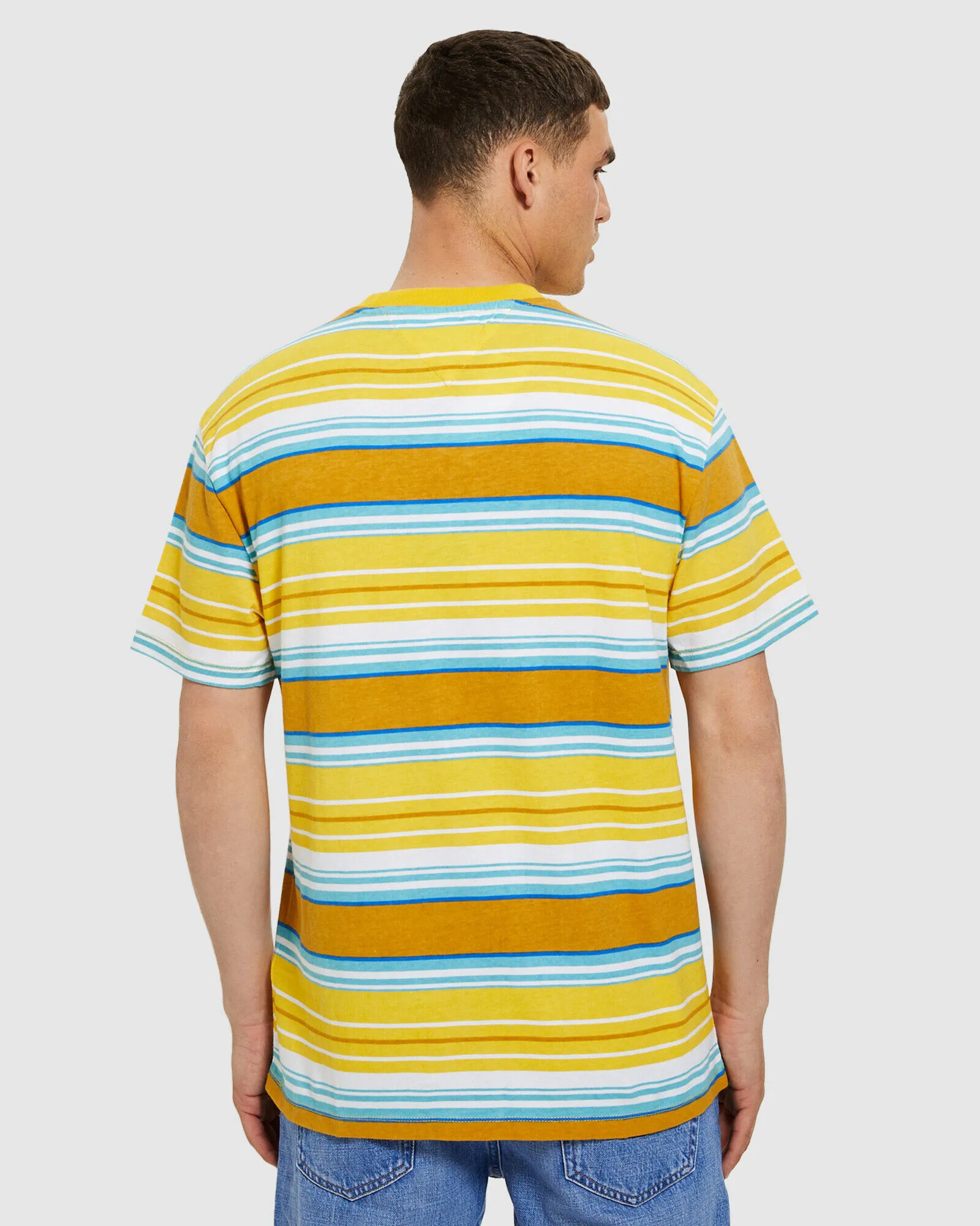 Tommy Jeans TJM Multistripe Layout T-Shirt Yellow/White/Blue