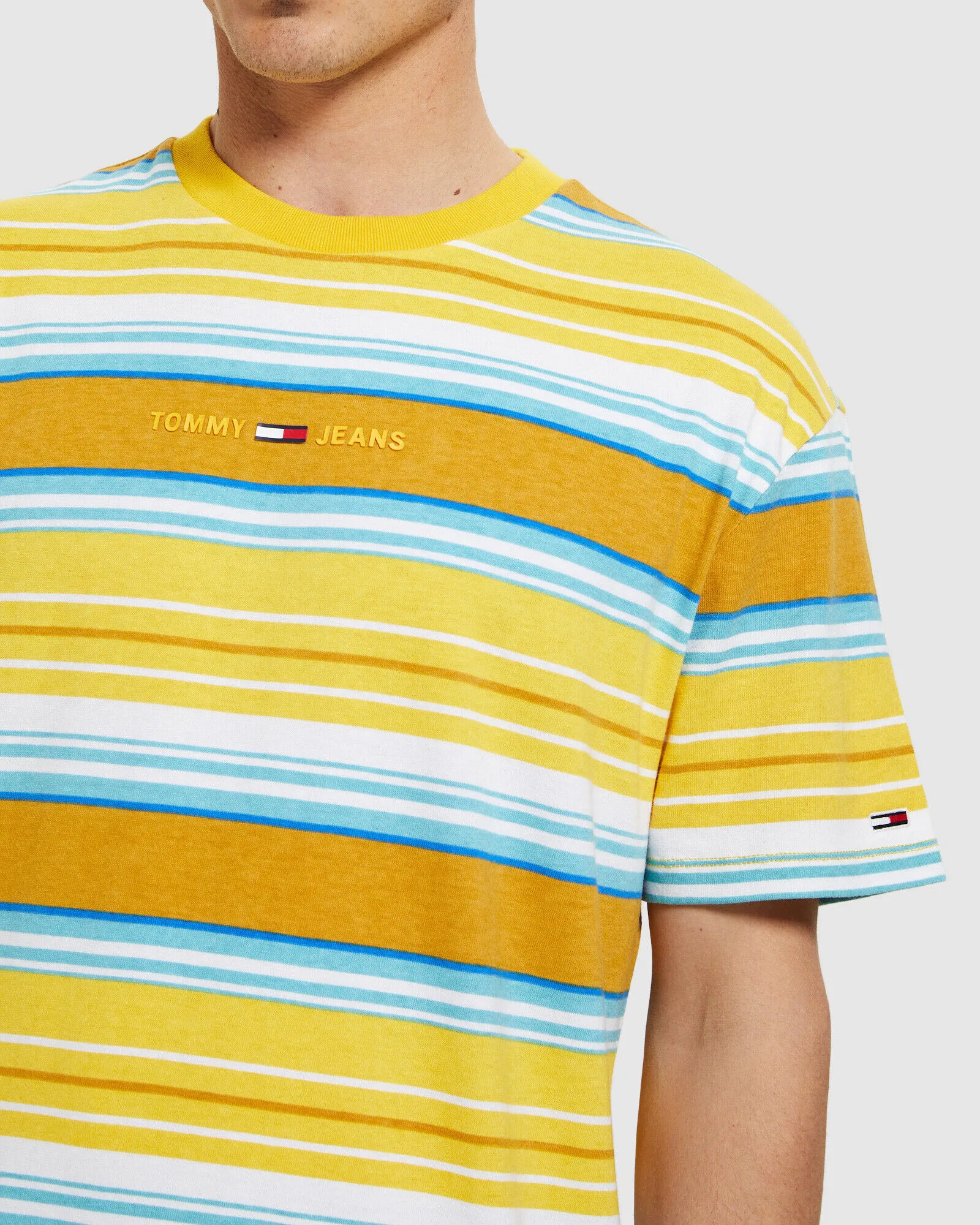 Tommy Jeans TJM Multistripe Layout T-Shirt Yellow/White/Blue