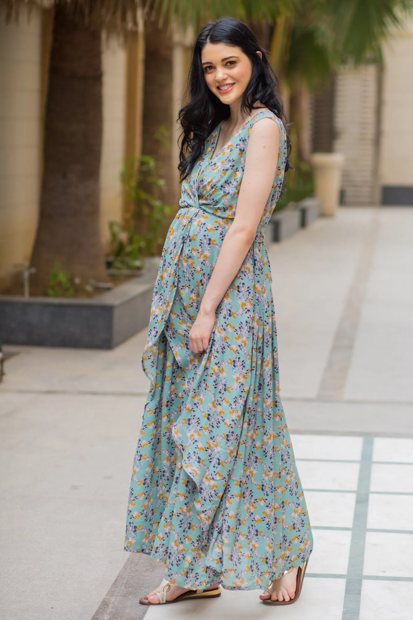 Unique Sage Green Maternity Dress