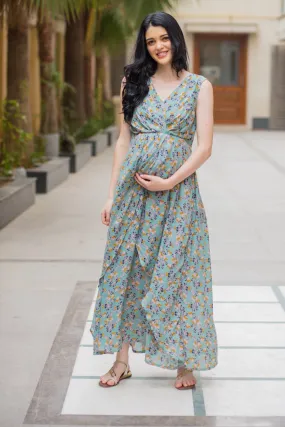 Unique Sage Green Maternity Dress