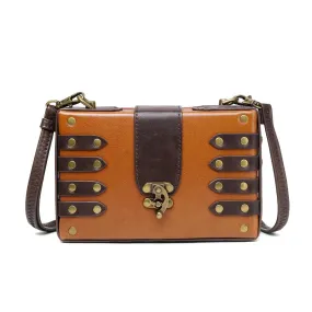 Unisex Steampunk Contrast Color Nailed Shoulder Bag