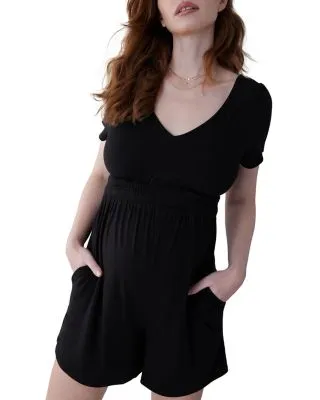 V Neck Knit Maternity Romper