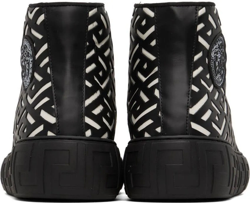 Versace Black & White La Greca Sneakers