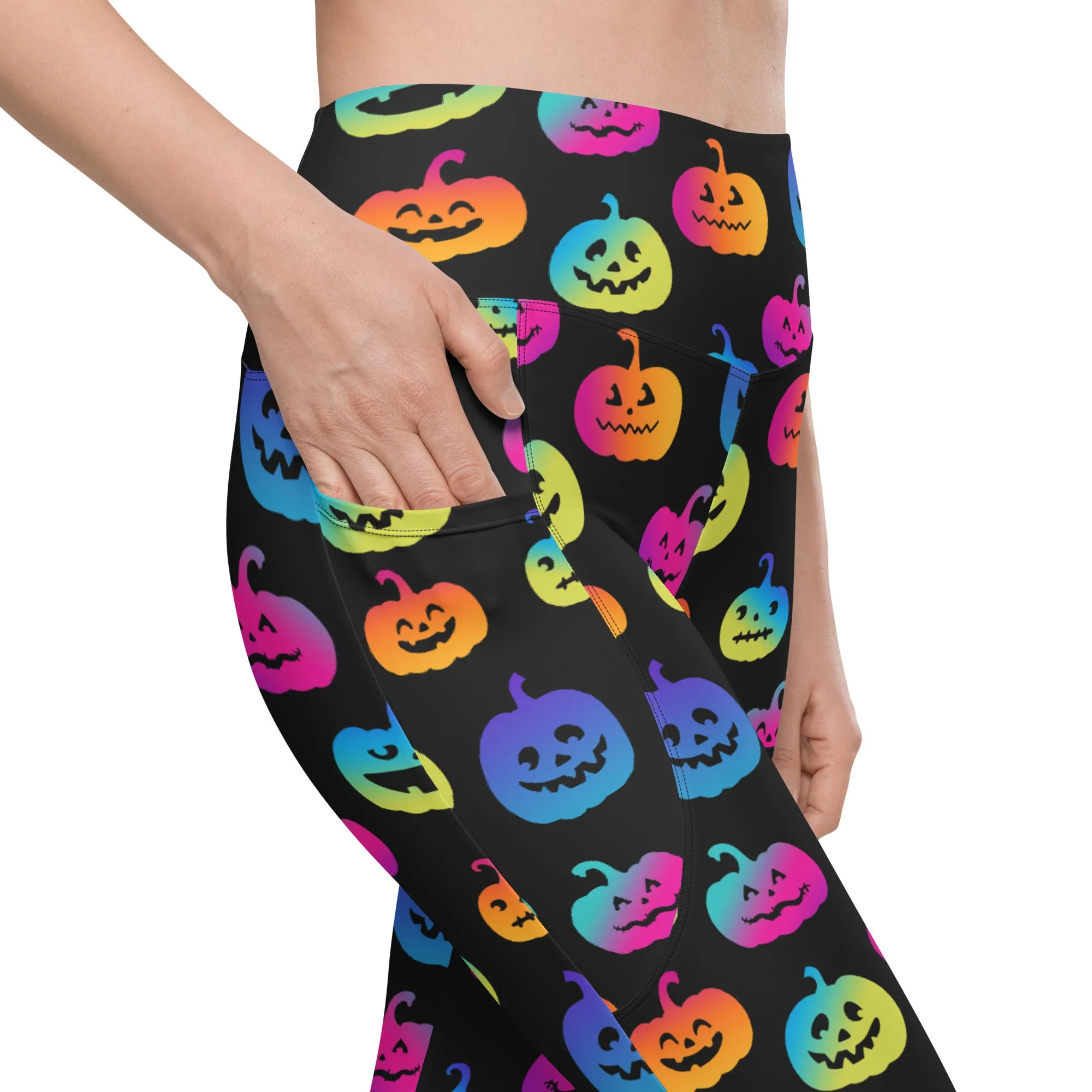 Vibrant Jack O'Lanterns Leggings With Pockets