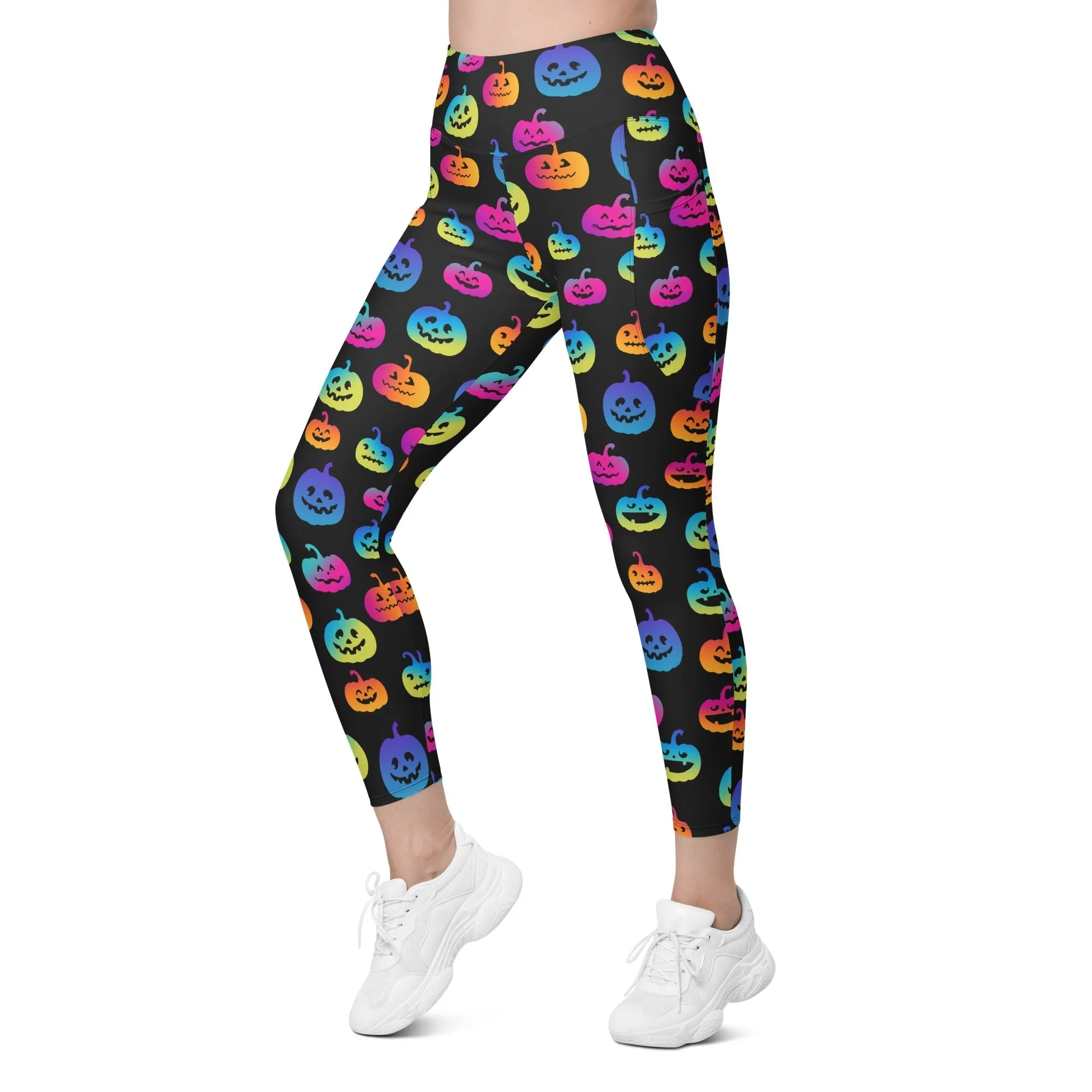 Vibrant Jack O'Lanterns Leggings With Pockets