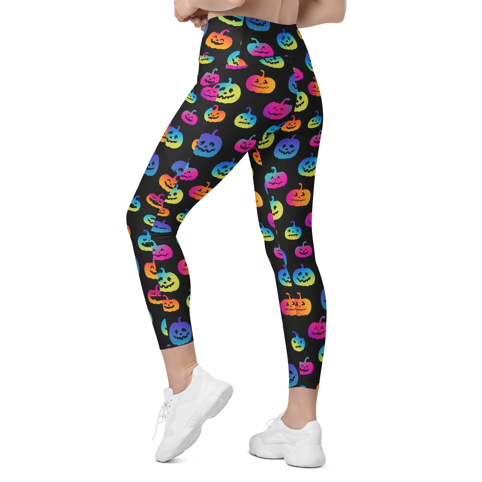 Vibrant Jack O'Lanterns Leggings With Pockets