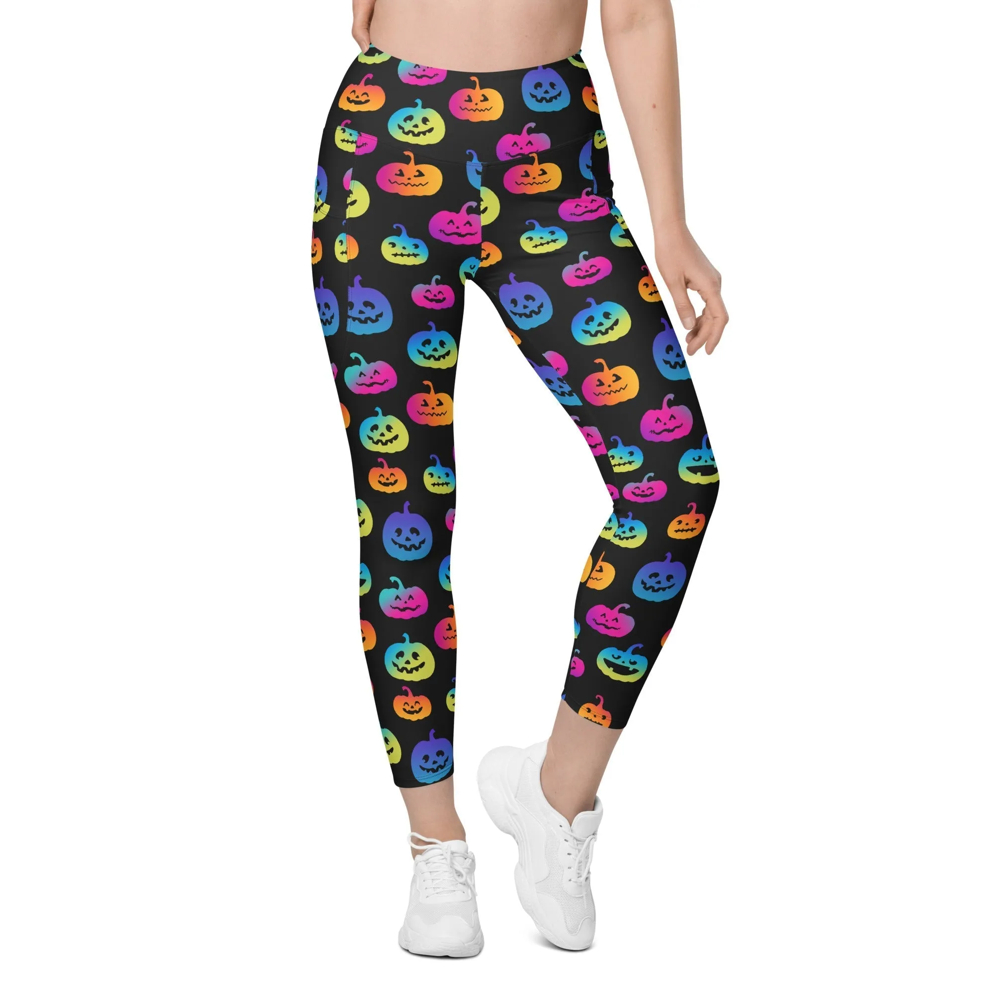 Vibrant Jack O'Lanterns Leggings With Pockets