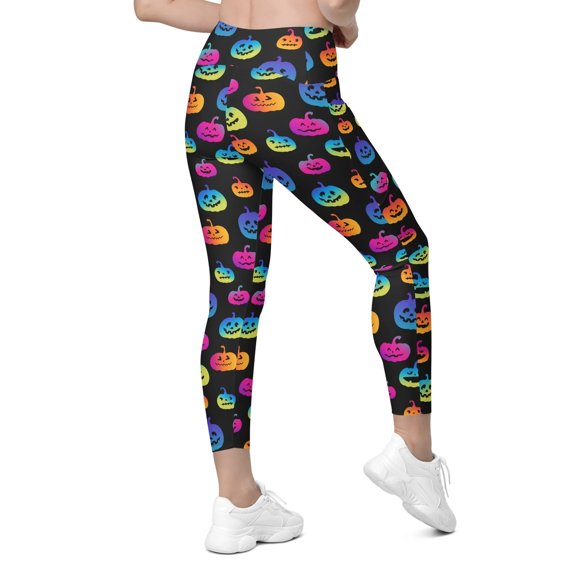 Vibrant Jack O'Lanterns Leggings With Pockets