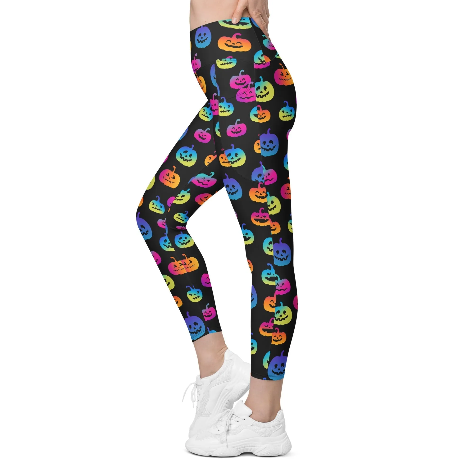 Vibrant Jack O'Lanterns Leggings With Pockets