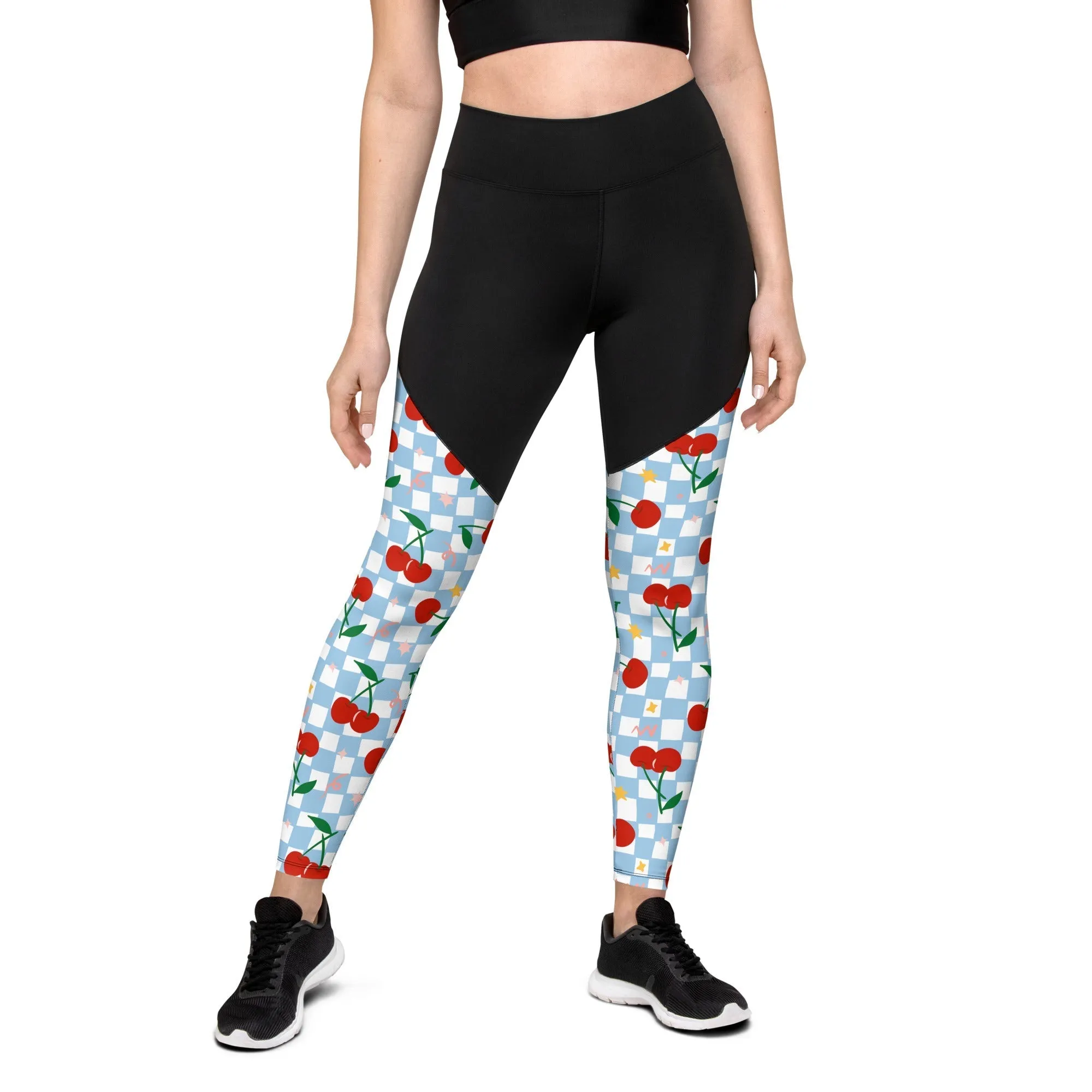 Vintage Cherry Checkered Compression Leggings