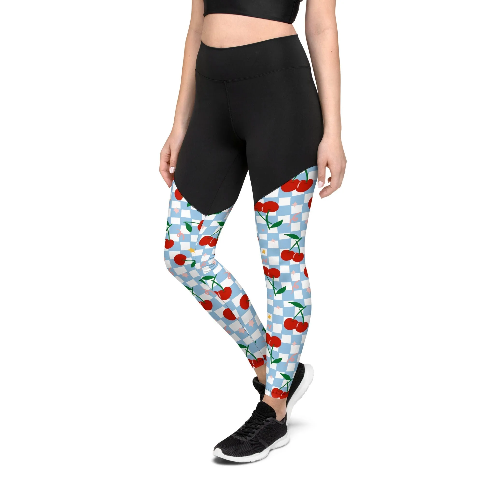 Vintage Cherry Checkered Compression Leggings