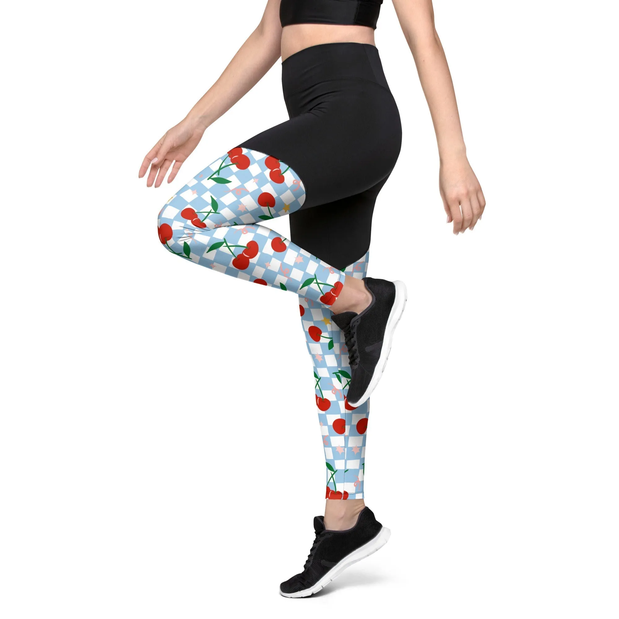 Vintage Cherry Checkered Compression Leggings