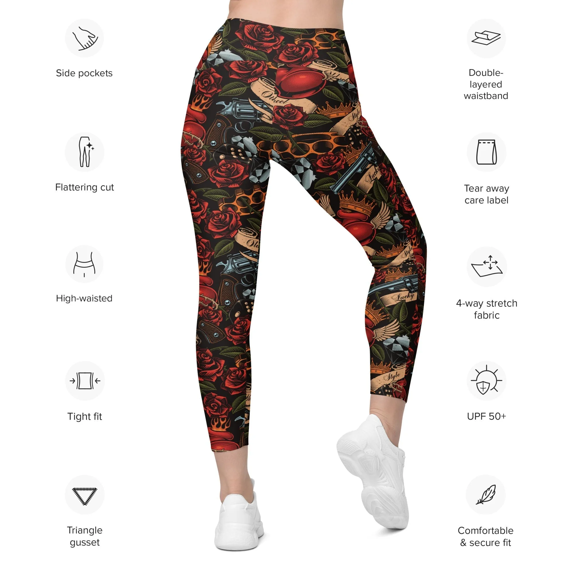 Vintage Tattoos Leggings With Pockets