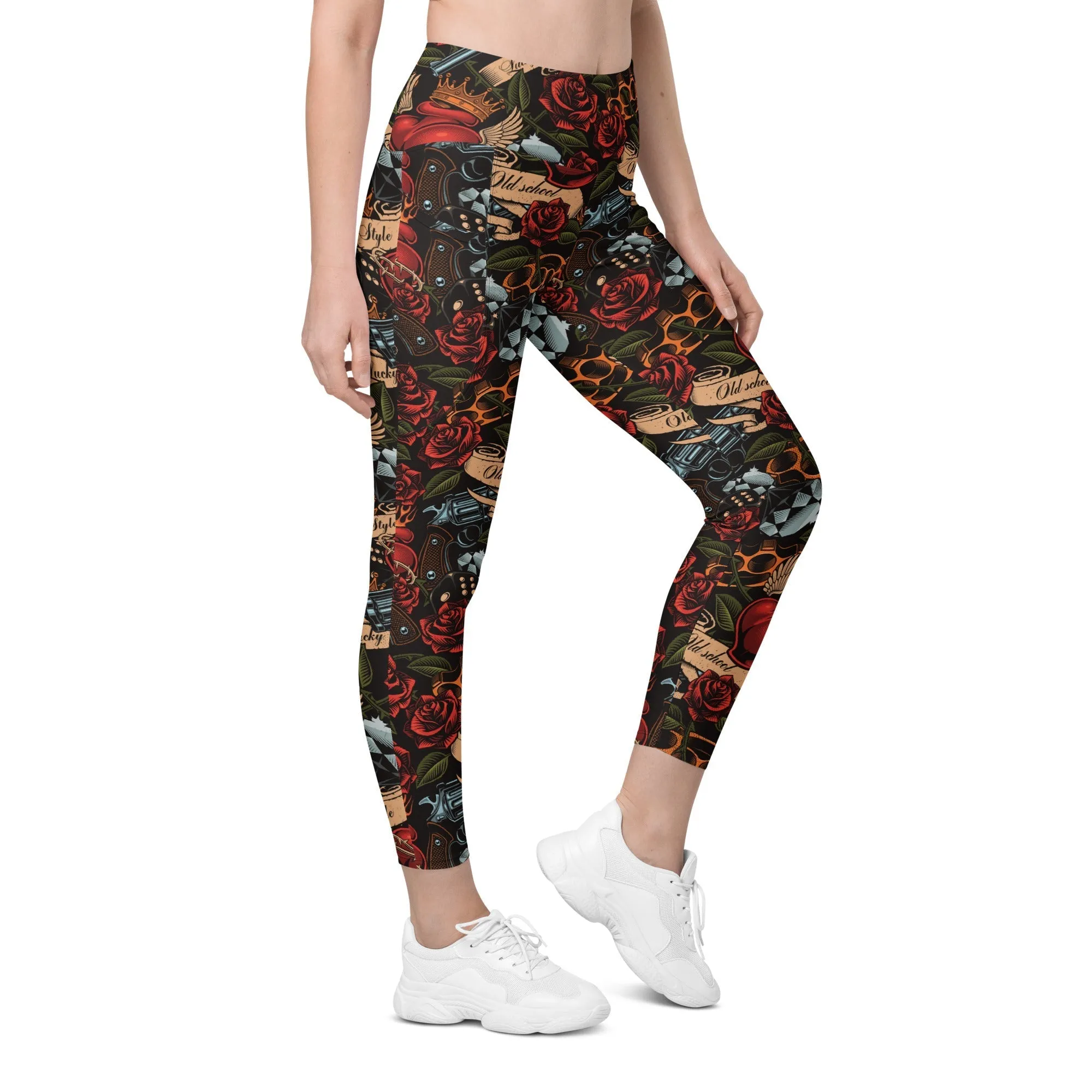 Vintage Tattoos Leggings With Pockets