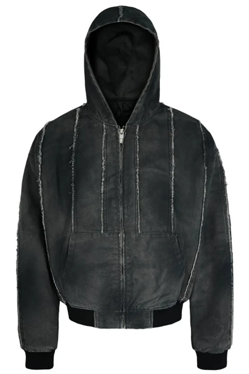 Washed Canvas Patchwork Hooded Jacket