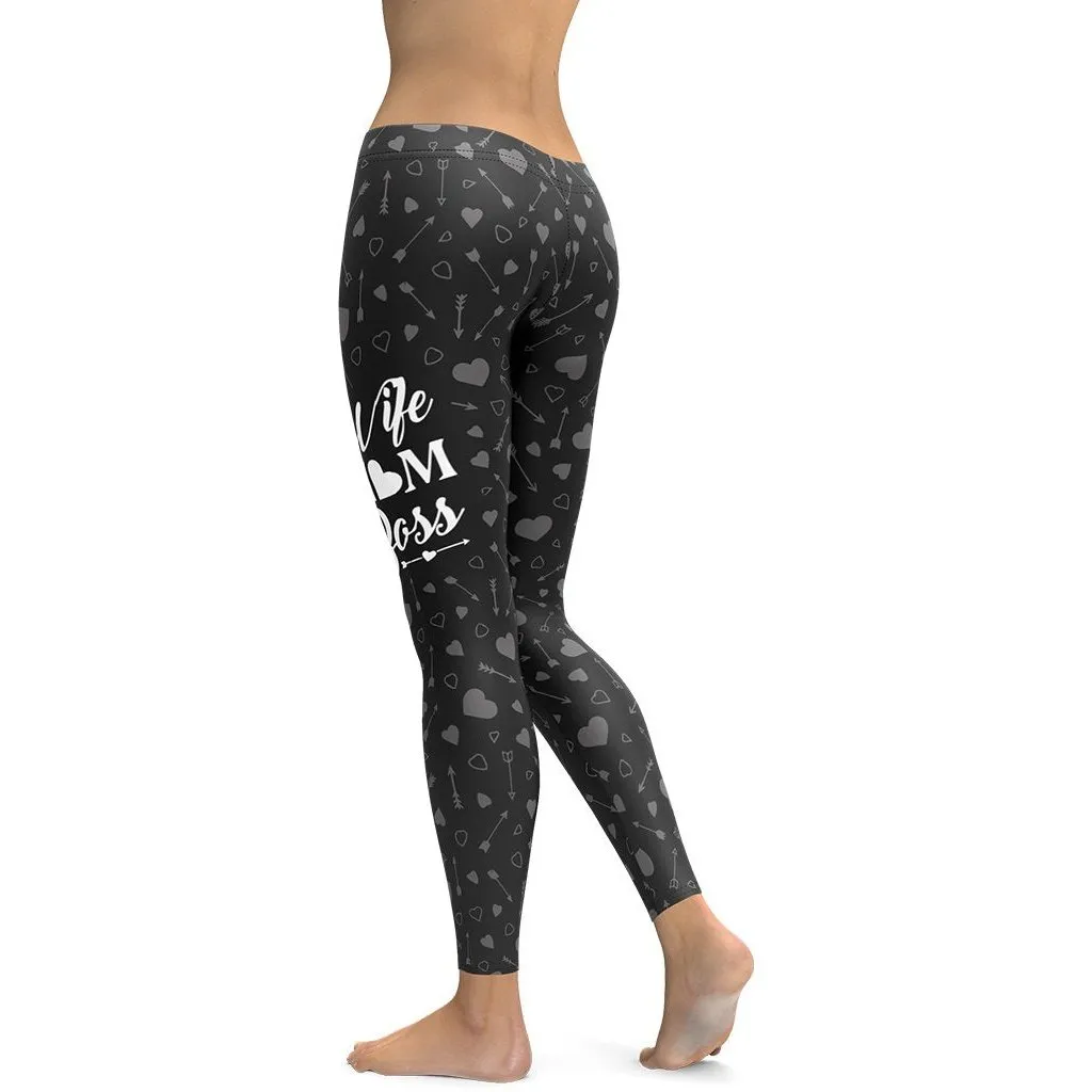 Wife Mom Boss Leggings