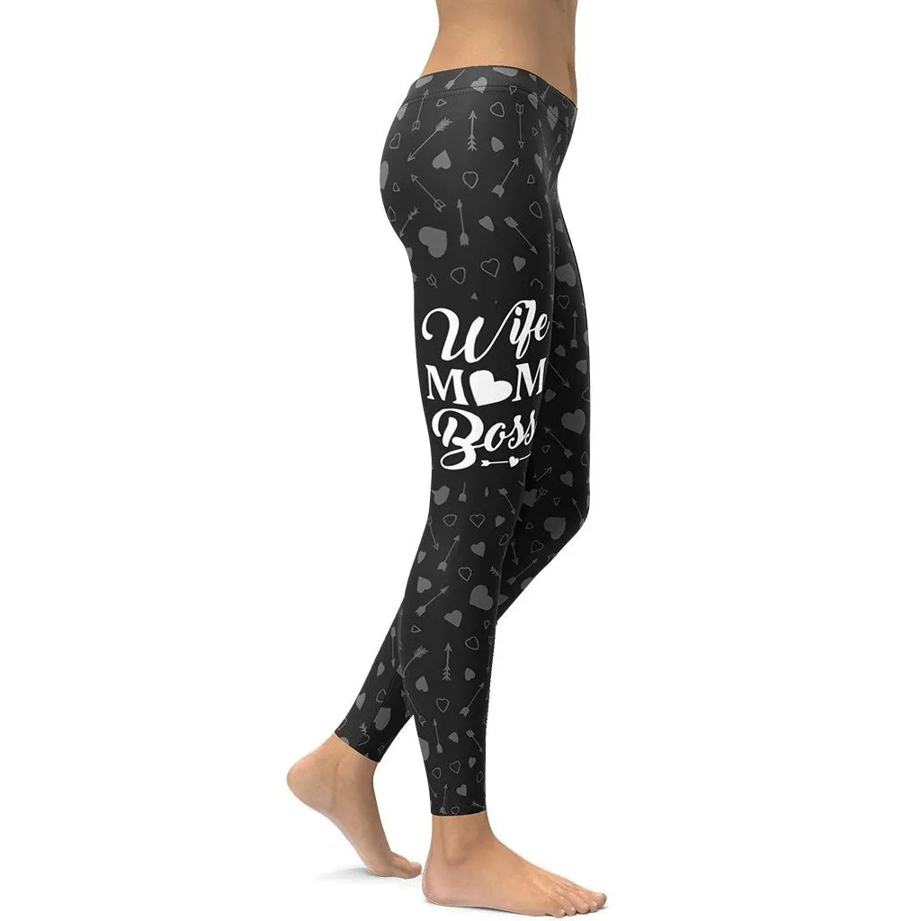 Wife Mom Boss Leggings