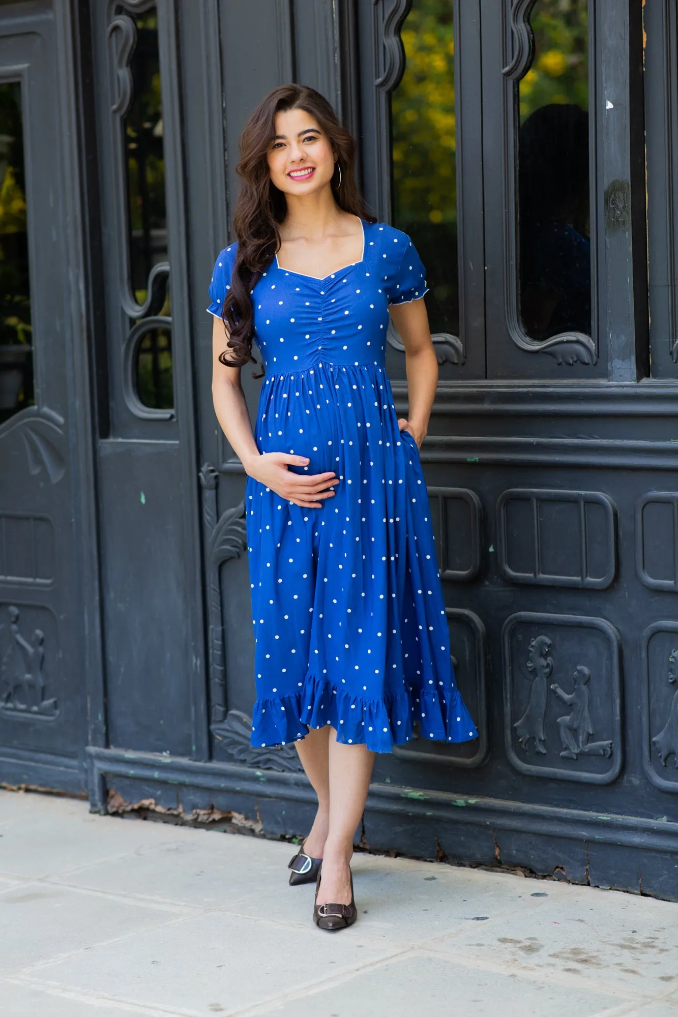 Winsome Blue Sprinkle Maternity Dress