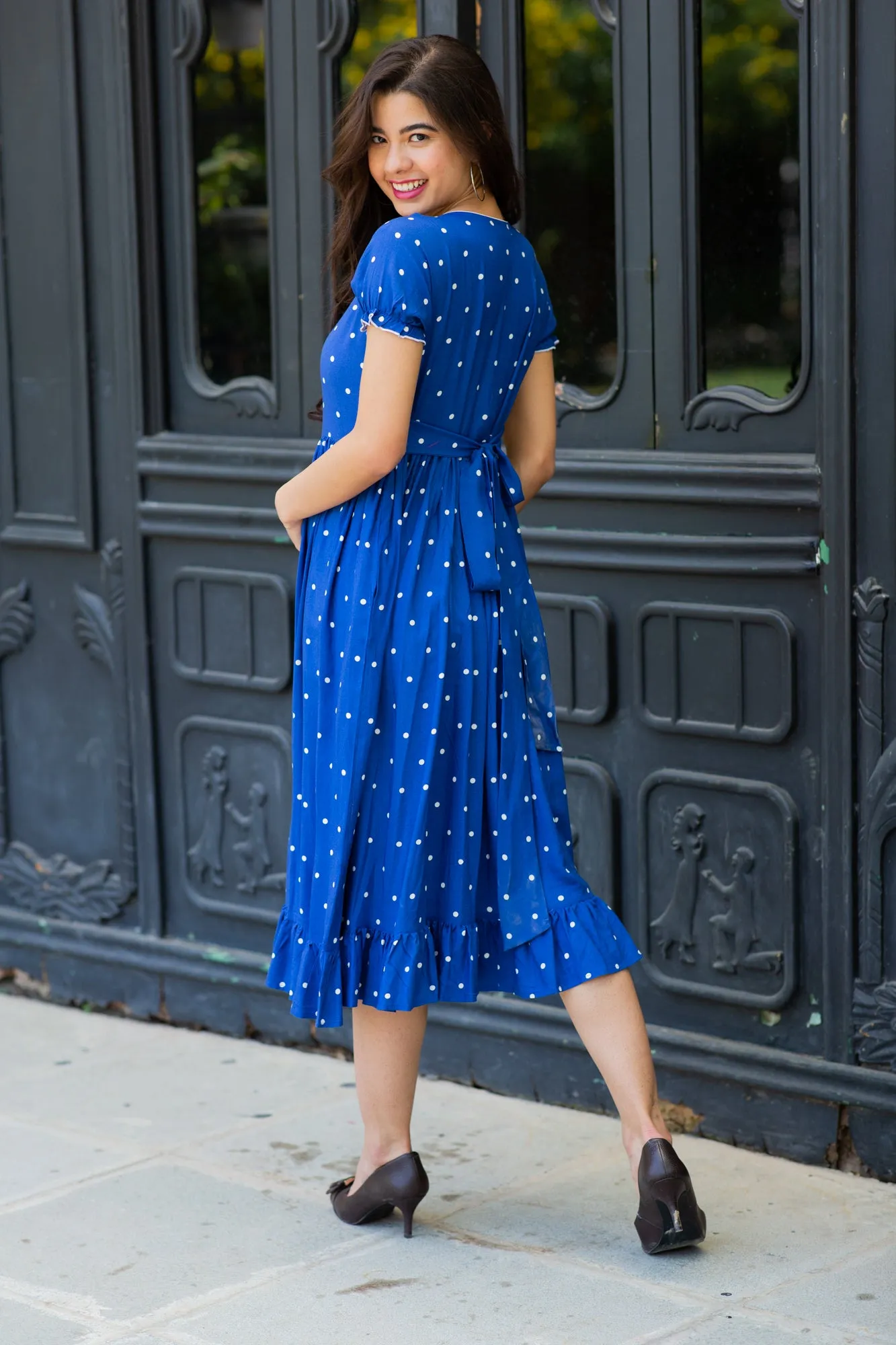 Winsome Blue Sprinkle Maternity Dress