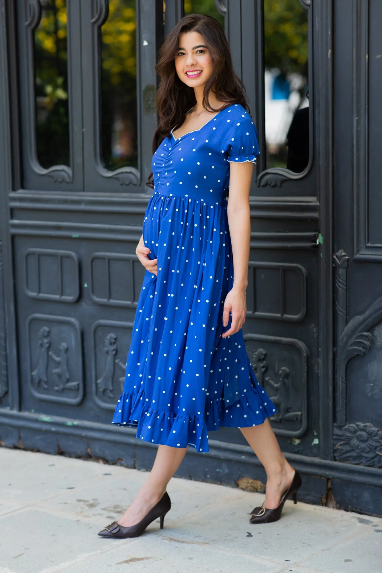 Winsome Blue Sprinkle Maternity Dress