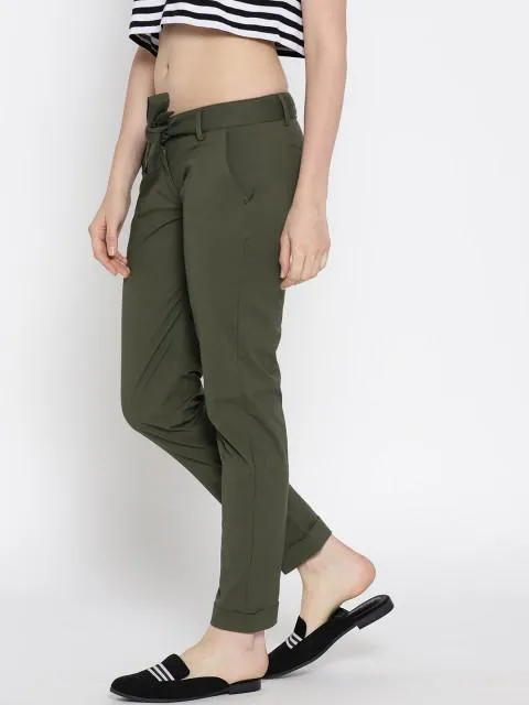 Women Solid Cropped Trousers