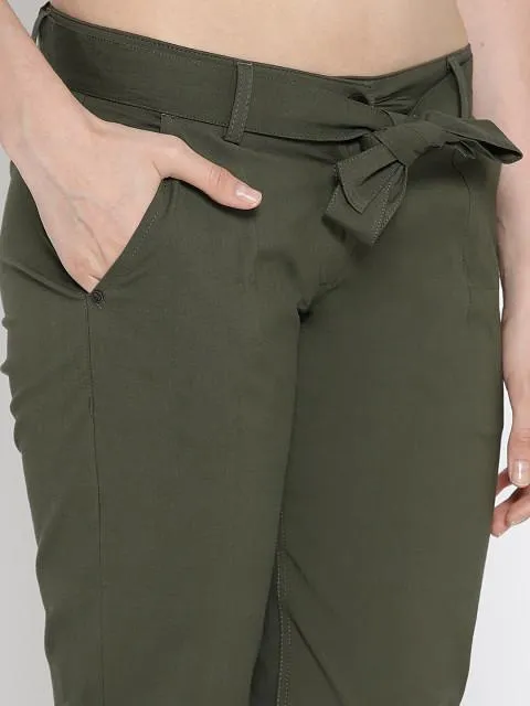 Women Solid Cropped Trousers