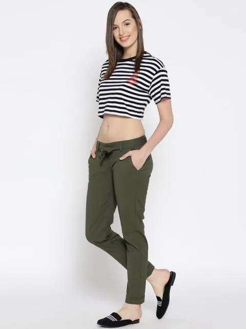 Women Solid Cropped Trousers