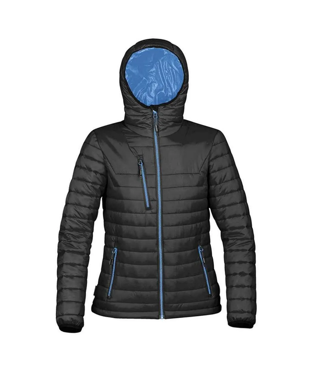 Womens/ladies gravity thermal padded jacket black/marine blue Stormtech