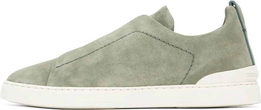 ZEGNA Green Triple Stitch Sneakers